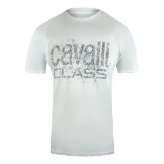 Cavalli Class - Weißes T-shirt Mit Gesprühtem Logo