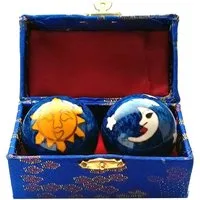Saraswati Massageball Qi Gong Kugel Sonne/Mond blau 40mm