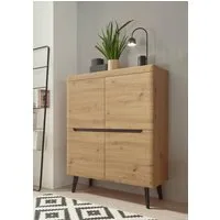Home affaire Highboard Torge, Kommode, Schrank, Sideboard, Anrichte, Mehrzweckschrank (1 St), abgeschrägte Füße, drei Farben, Scandi Design, 107 cm breit