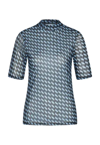 Marc Aurel - Mesh-Shirt mit grafischem Print light blue varied - Gr. - 40