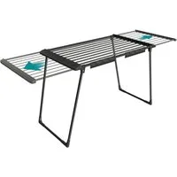 SONGMICS Wäscheständer Standtrockner, mit Sockenhalter, Metall, für Kleidung, Handtücher, ausziehbare Flügel, 22 m Trockenfläche, klappbar, tintenschwarz