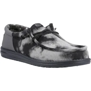 HEYDUDE Wally Funk Overdye Baumwoll Herren Mokassins Schuhe Schwarz/Graugranit