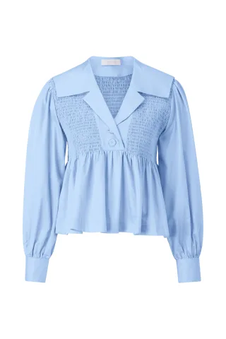 Rich & Royal - Cotton Blouse with Peplum skyway blue - Gr. - 38