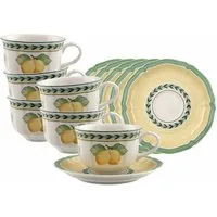 Villeroy & Boch Tasse French Garden Fleurence Teetassen mit Untertassen, 6-tlg., Porzellan