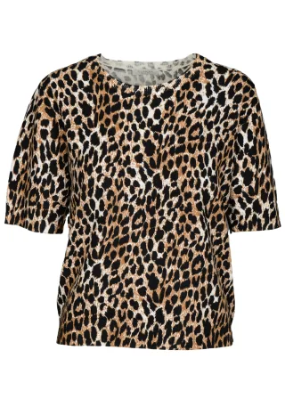 CLARINA - Rdh.-Pullover, 1/2 Arm, Animal sand-schwarz combo - Gr. - 44