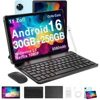 DOOGEE U11 Pro Android 16 Tablet mit Tastatur, Stift, Maus, Hülle, 11 Zoll Tablet (11", 256 GB, Android 16, WIFI, 8580mAh, 90Hz, 13MP+5MP, 5G WiFi/Widevine L1/ GPS/Face ID/OTG)