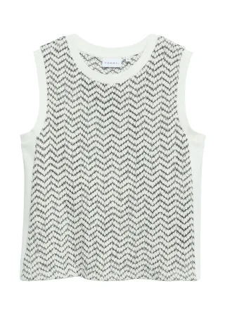 comma - T-Shirt schwarz/creme - Gr. - 46