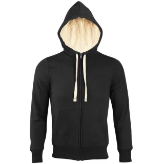 SOLS Sherpa Unisex Sweatshirt mit Kapuze und Reißverschluss (Schwarz)