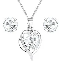 LÖB Ohrring und Ketten Set 925 Silber Ohrringe Halskette Set Herz Tropfen Anhänger Zirkonia Stein (Geschenke für Frauen Damen Beste Freundin Mutter Mama Ehefrau Oma sie zum Geburtstag Schmuck Sommer), Ohrstecker Kette Schmuckset Herzanhänger Herzkett