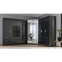rauch BLUE Eckkleiderschrank Eck-Kleiderschrank Celle ca. 298x253 cm 14 Schubladen grau hochglanz