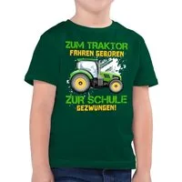 Shirtracer T-Shirt Zum Traktor fahren geboren zur Schule gezwungen - Kinder Landwirt Baue (1-tlg) Einschulung Junge Schulanfang Geschenke