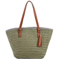 Zaewry Strandtasche Stroh Strand Schultertasche Tasche,Damen Sommer Böhmische Handtasche, für Reisen Strand Reise Schule Arbeit Einkaufen