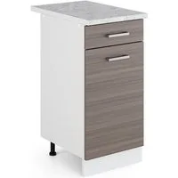 Vicco Unterschrank R-Line, Grau/Weiß, 40 cm, AP Marmor (1-St)