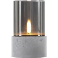 Marrakesch Orient & Mediterran Interior LED-Kerze LED Glas-Windlicht Kalio Tischdeko aus Glas in Grau 15,5 cm modern (1-tlg), Handarbeit