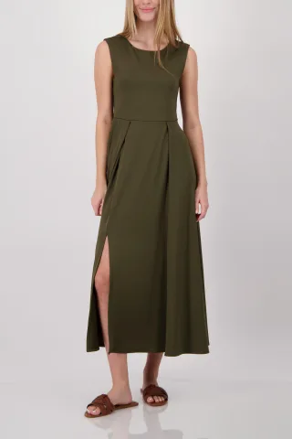 monari - Maxikleid mit Schlitzen olive - Gr. - 34