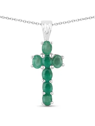 Vira Jewels Anhänger mit Kette 925-Sterling Silber rhodiniert Glänzend Smaragd grün