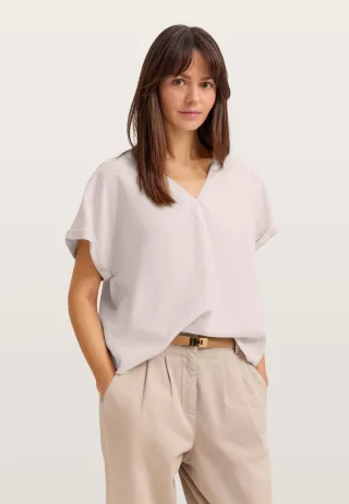Bugatti Damen Bluse kurzarm mit V-Ausschnitt aus leichter Modalware