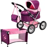 Bayer Puppenwagen Trendy, (3-tlg), inklusive Puppen-Reisebett und Umhängetasche