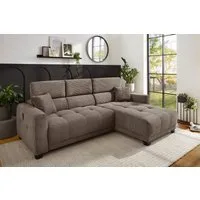 Jockenhöfer Gruppe Ecksofa Cremona L-Form, B: 263 cm, mit 30 cm elektr. Sitztiefenverstellung, 140kg Belastbarkeit je Sitz, Kopfteilverstellung & USB-Anschluss