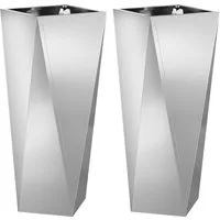 vidaXL Blumentopf Pflanzkübel 2 Stk. Silber 30 x 30 x 75 cm Verzinkter Stahl (2 St)