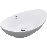 doporro Waschbecken Aufsatzwaschbecken Waschtisch Oval Waschschale Keramik Br818, Nano-Versiegelung