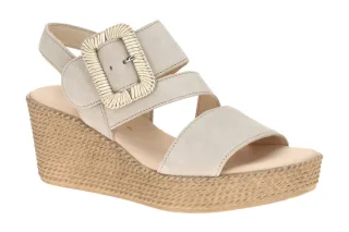 Gabor 84.771 - Damen Sandalette in Grau abetone, Keilabsatz 4,5cm