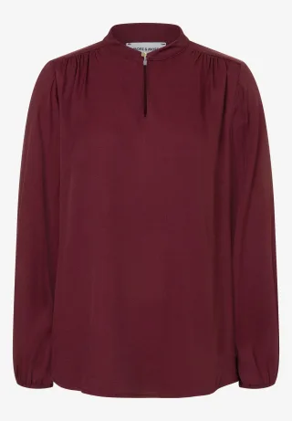 MORE & MORE - Viscose Crepe Blouse, pomegranate red - Gr. - 36