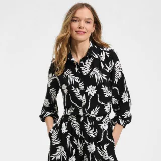 Creaseless Hemdbluse, Damen,  Schwarz, Polyester, by Lands' End