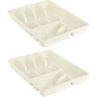 Engelland Besteckkasten Besteckeinsatz für Schubladen 30 cm (Vorteils-Set, 2 St., 38 x 29 x 5 cm), BPA-frei, robuster PP-Kunststoff, für alle handelsüblichen Schubladen
