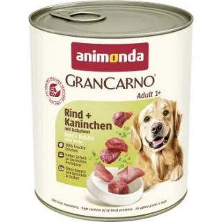 animonda GranCarno Original Nassfutter Hund Adult, Rind und Kaninchen mit Kräutern 24x800 g