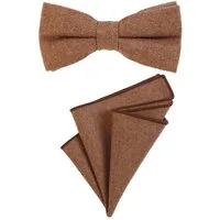 DonDon Fliege DonDon Herren Fliege und Einstecktuch aus Baumwolle (Packung, 2-St) bereits gebunden, Tweed-Look, 2er Set