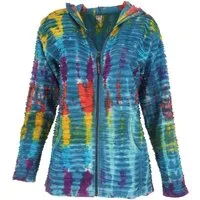 Guru-Shop Langjacke Bunte Batikjacke Jacke, Boho Unikat Hippie.. alternative Bekleidung