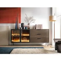 Selsey Sideboard LUMI, Sideboard in Eiche Dunin mit LED – 4-türig oder mit Schubladen