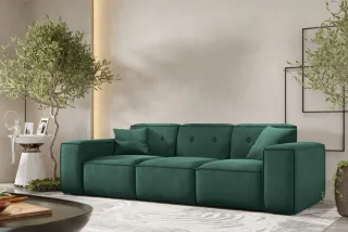 Sofa Designersofa CESINA 3-Sitzer in Stoff Opera Velvet Grün