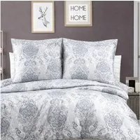 ZIRVEHOME Bettwäsche Baumwolle Bettbezug Grau-Weiß Ornamental Elegantes Barockmuster Daria, Renforce, 2 teilig, Baumwolle Bettbezug Grau-Weiß Ornamental Elegantes Barockmuster