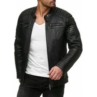 RedBridge Lederimitatjacke in Lederoptik - Stehkragen, Stepp-Details, Reißverschlüsse