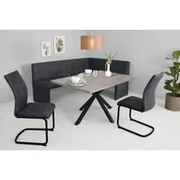 HELA Essgruppe SPREE, (4-tlg), Esstisch 140x90 cm mit Dickkante, Microfaserbezug