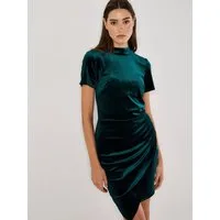 Apricot Partykleid Minikleid aus Samt mit Rüschen