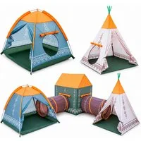 COIL Spielzelt Kinderspielzelt, Kinderzelt, Zelt für Kinder, Zelt, (5-tlg) Krabbeltunnel, Tipi, Teilhaus, Spielhaus, für Kinder ab 3 Jahren