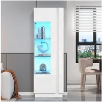Merax Standvitrine Hochglanz Vitrine mit LED und App-Steuerung (Standregal Schrank Vitrinenschrank, 1-St., 60 x 40 x 180 cm) Hochschrank Vitrinenschrank mit it Acryl-Schranktür & Glasböden