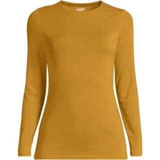 Shirt aus Baumwolle/Modal-Mix mit Rundausschnitt für Damen, Damen, size: regular, Grün, Elasthan/Baumwolle Modal, by Lands' End