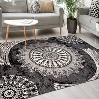 Mazovia Designteppich Modern Teppich Kurzflor Wohnzimmerteppich Robust und pflegeleicht GRAU, 60 x 100 cm, Fußbodenheizung,Allergiker geeignet,Farbecht,Pflegeleicht,Geometrisch