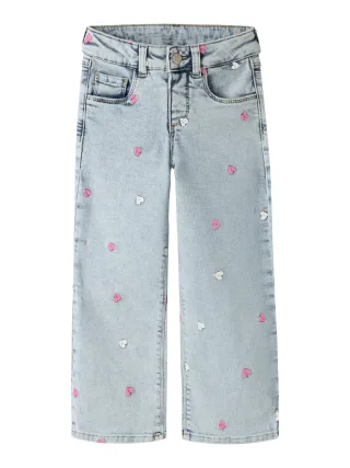 NAME IT - NMFROSE WIDE EMB JEANS 2633-FR NOOS Light Blue Bleached Denim - Gr. - 92