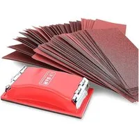 S&R Schleifpapier Set mit Handschleifer 165 x 85 mm und Schleifblätter mit 93 x 230mm, (Set, 81 St., 1x Handschleifer + 80 Stk Schleifblätter, je 10 x Körnung P 40 - P 400), für Metalle, Holz, Kunststoffe sowie Edelstahl