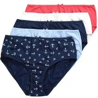 Ulla Popken Maxislip Midislips 5er-Pack Anker/ einfarbig