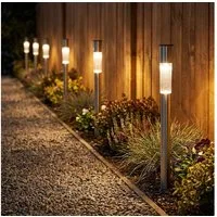 GLOBO LIGHTING LED Gartenleuchte, LED-Leuchtmittel fest verbaut, 6er Set Außen Solar LED Wegeleuchte Gartenlampe Steckleuchte Höhe 70cm