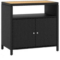 COSTWAY Garten-Geräteschrank, BxT: 90x53 cm, outdoor, Holz & Rattan, wetterfest, 90x53x66cm