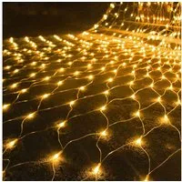 Merry 2024 LED-Lichternetz LED Lichterkette Dekolicht,Weihnachtsbeleuchtung,LED Vorhang Licht, 8 Modi,1.5x1.5M/2x2M/2x3M/4x6M,für Halloween,Party,Fensterdeko