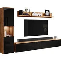 OTTO home Wohnwand PARIS, Vitrine Türanschlag links/rechts wechselbar, (Komplett-Set, 3-St), grifflose Design, stehend und hängend montierbar