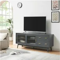 en.casa TV-Schrank »Susa« 160x40x65 cm mit Glasfront Grau